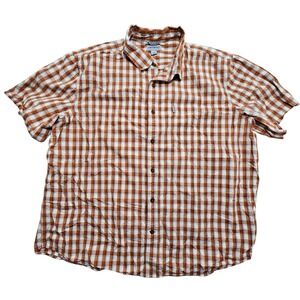 Carhartt Mens 3XL Relaxed Fit Plaid Short Sleeve Button Down Shirt Orange 101958